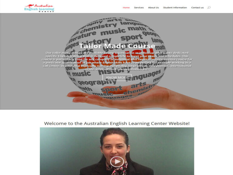 Landing page of Australian Learning Center