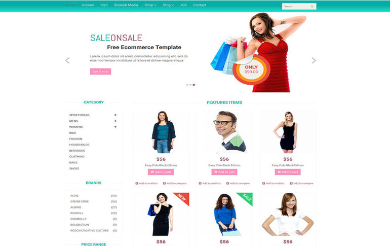 Sale on sale free Ecommerce Template