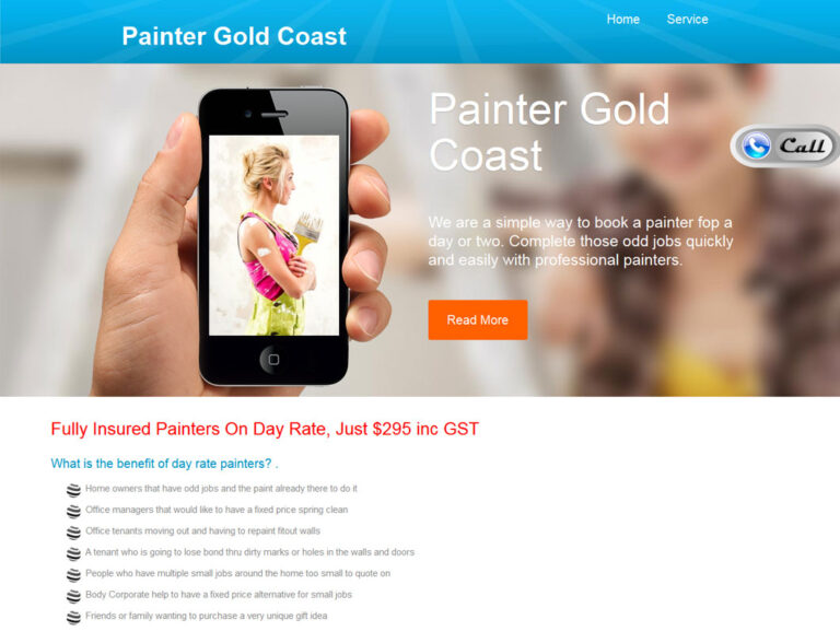 Landing page of Painter Gold Coast