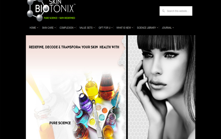 A lady with Skin Bio Tonix product