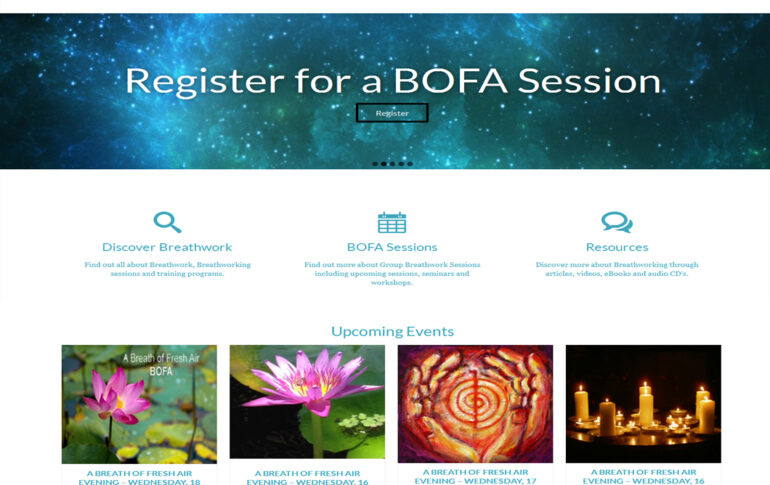 Landing page of a breath of Fresh Air